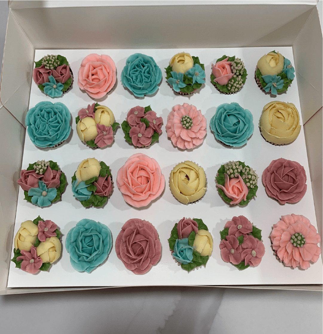 Box of 24 Mini Floral Cupcakes